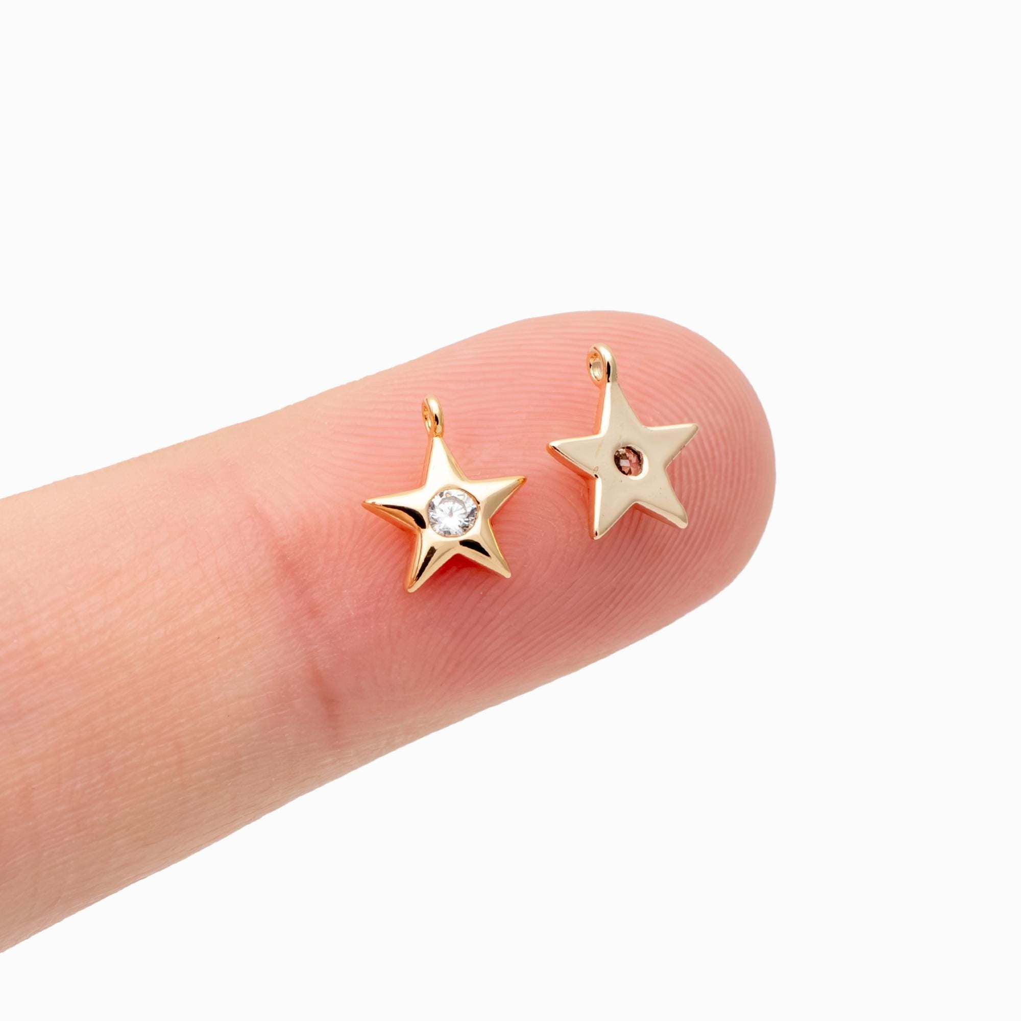 10pcs Gold/ Silver Star Charm 8x7mm, CZ Pave Tiny Star Pendant, Earring Findings, Jewelry Making, Diy Material, Jewelry Supplies (GB-162-E)